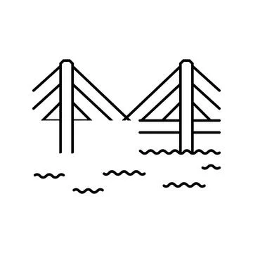 Cable stayed bridge line icon vector illustration Stock Illustration