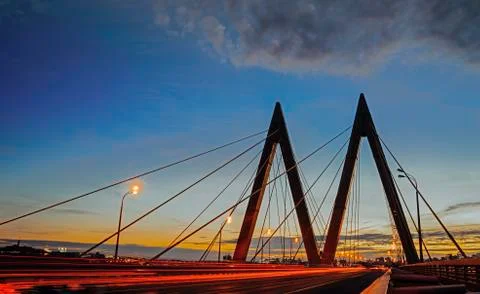 The cable-stayed Bridge Millennium in Kazan, Tatarstan. Stock Photos