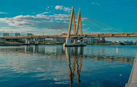 The cable-stayed Bridge Millennium in Kazan, Tatarstan. Stock Photos