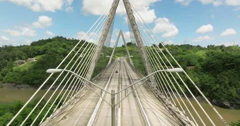 Cable-stayed bridge at naranjito Puerto rico Stock Footage 209915378