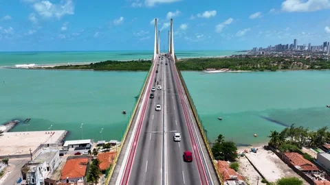 Cable Stayed Bridge At Natal In Rio Grande Do Norte Brazil. Stock Footage 310008908