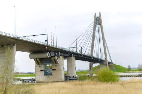 Cable-stayed bridge in the netherlands Stock Photos