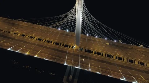 Cable-stayed bridge night view Stock Footage 123811268