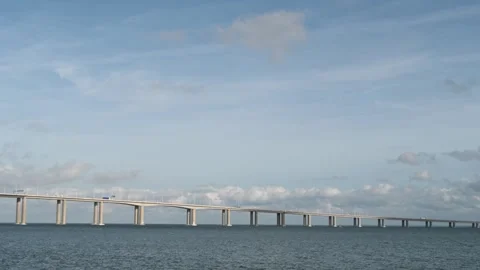 Cable stayed bridge over Tagus River Lisbon Stock Footage 326499242
