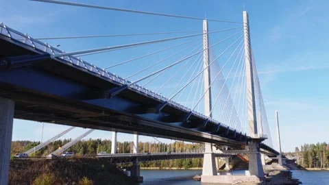 Cable-stayed bridge over waterway Stock Footage 321040284