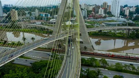 Cable-stayed bridge. Stock Photos