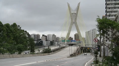 Cable-stayed Bridge (Ponte Estaiada) - Rain VI Stock Footage 33702550