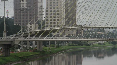 Cable-stayed Bridge (Ponte Estaiada) Rain - I Video stock 33702870