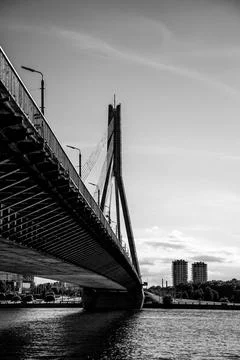 Cable-stayed bridge in Riga, Latvia. Stock Photos