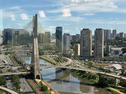 Cable-stayed bridge in Sao Paulo Stock Photos