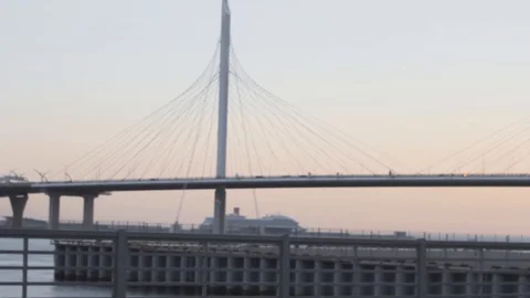 Cable stayed bridge   sky architecture 스톡 동영상 108463876