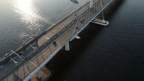 Cable-stayed bridge, St. Petersburg 스톡 동영상 153414322