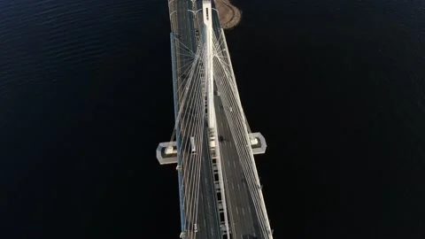Cable-stayed bridge, St. Petersburg 스톡 동영상 153414425