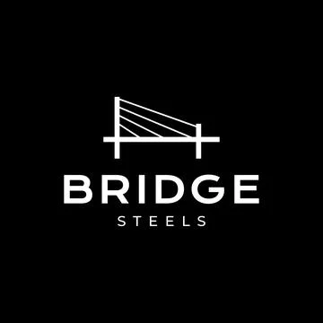 Cable stayed bridge steel construction building simple minimal modern logo .. Иллюстрация