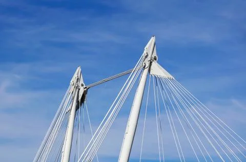 Cable stayed bridge . Supporting metal structure Foto stock