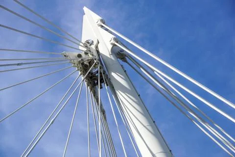 Cable stayed bridge . Supporting metal structure Foto stock