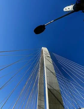 Cable-stayed bridge under blue sky Stock Photos