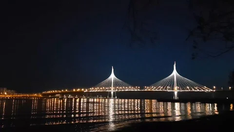 Cable-stayed bridge of Western high-speed diameter Video stock 90081259