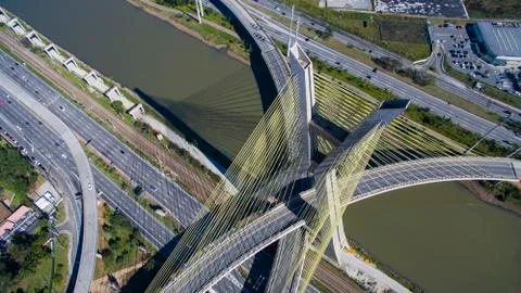 Cable-stayed bridge in the world. Sao Paulo Brazil, South America Stock Photos