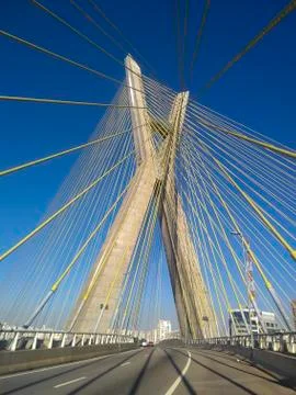 Cable-stayed bridge in the world. Sao Paulo Brazil, South America. Stock Photos
