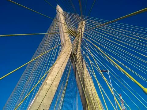 Cable-stayed bridge in the world. Sao Paulo city, Brazil. Stock Photos