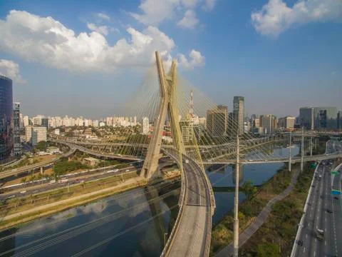 Cable-stayed bridge in the world, Sao Paulo Brazil. Stock Photos