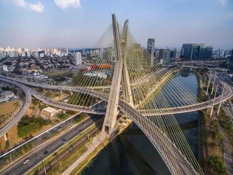 Cable stayed bridge in the world, Sao Paulo Brazil. Stock Photos