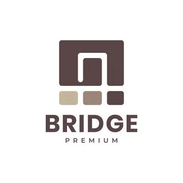 Cable stayed gate bridge building construction simple flat architect modern.. Ilustración de archivo