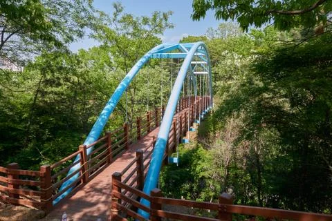Cable-stayed pedestrian bridge Stock Photos