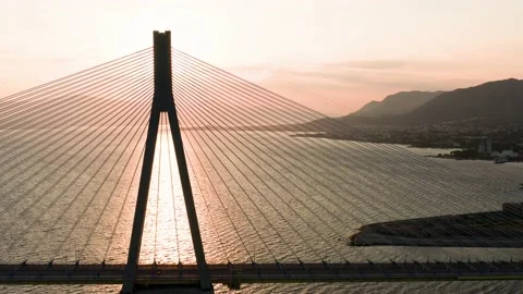 Cable strayed bridge at sunrise. Stock Footage 201019636