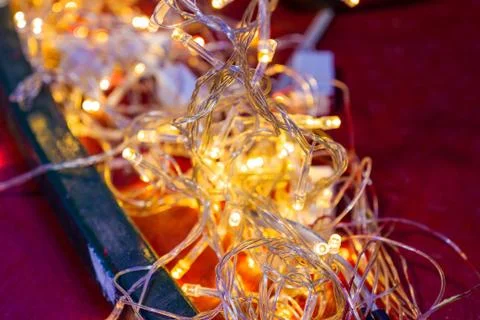 Cable of string led lights used for decorating for beauty According Photos