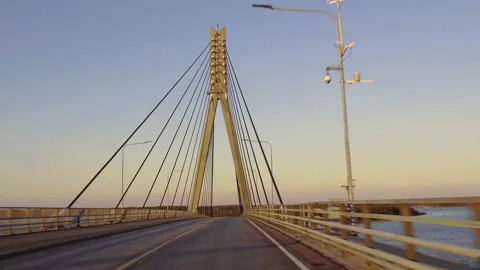 Cable Structure Of Replot Bridge in Vaasa, Finland. Tilt Up Then Tilt Down. Stock Footage 131604812
