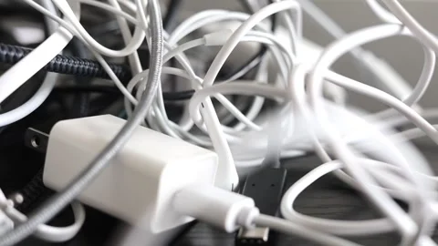 Cable Tangled Mess Close Up 動画素材 332882611