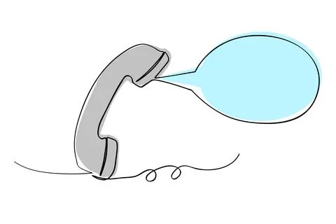 Cable telephone, bubble chat talk line art continuous, simple vector sketch.. Stock Illustration