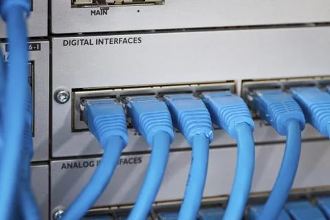 Cable in telephone exchange Stock Photos