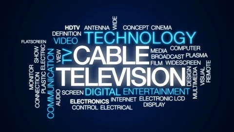 Cable television animated word cloud, text design animation. Stock Footage 78876475
