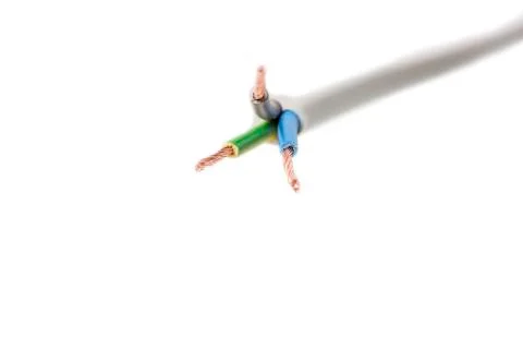 Cable with three lines on white Stock Photos