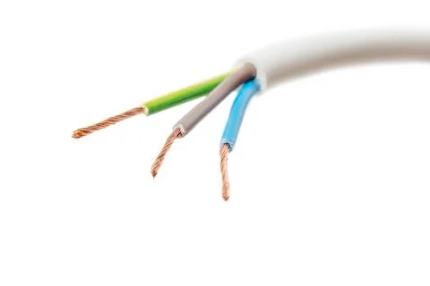 Cable with three lines on white Stock Photos