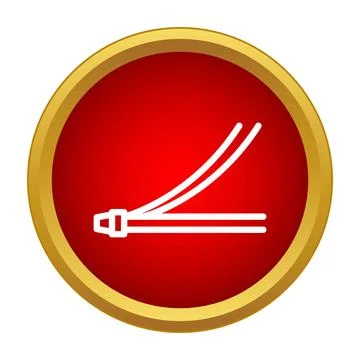Cable tie icon in red circle securing wires Stock Illustration
