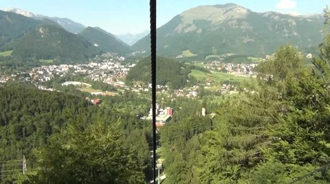 Cable track going downhill in Austria Stock Footage 61166421