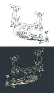 Cable tray 90 degree bend illustrations Stock Illustration