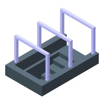 Cable tray holding power cables in isometric view Illustrazione stock