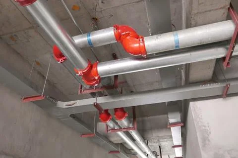 Cable Trays and Fire System in Open System Stock-Fotos
