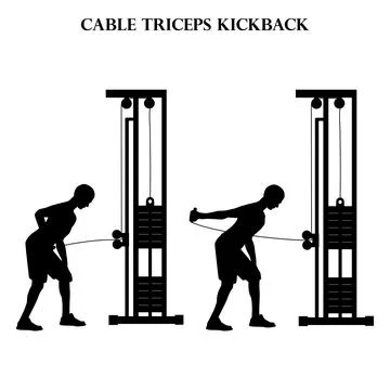 Cable triceps kickback exercise strength workout vector illustration silhouet Stock Illustration