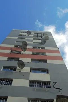 Cable tv antenna in building Stock Photos