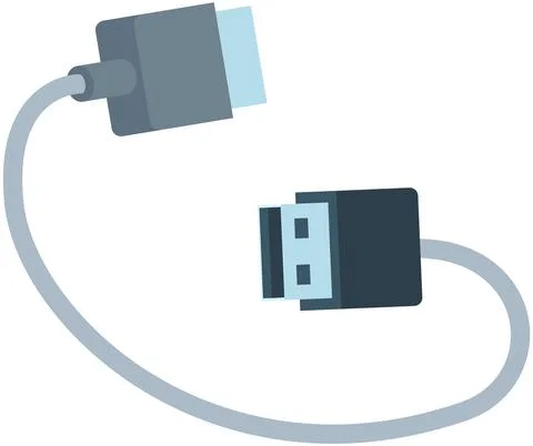Cable USB connection. Connector for mobile phone or smartphone charging or PC Illustrazione stock