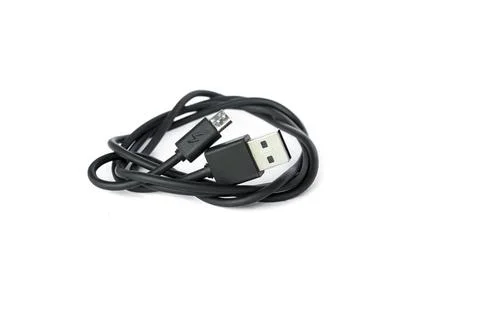 Cable with usb head and taps on white background Stock Photos