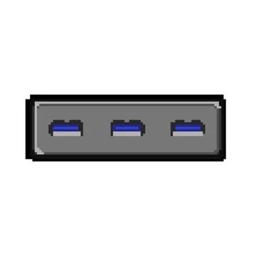 Cable usb hub pixel art vector illustration Stock Illustration