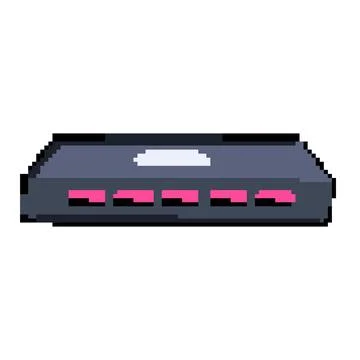 Cable usb hub pixel art vector illustration Illustrazione stock
