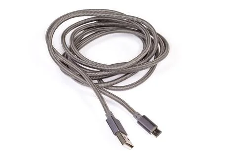 Cable USB to micro-USB on a white background Stock Photos